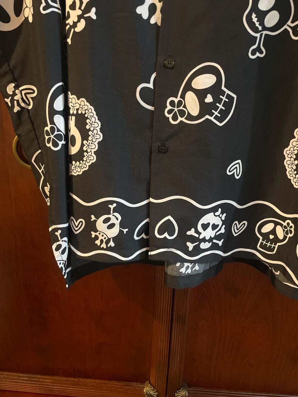 Happy Bay Skulls and Hearts Short Sleeve Button Down Shirt XXL - Picture 9 of 14